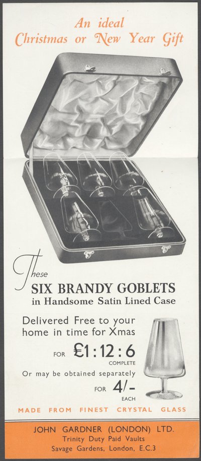 Copos de cristal John Gardner, década de 1920 de Wilfred Fryer