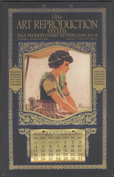O calendário da Art Reproduction Company, 1925 de Wilfred Fryer