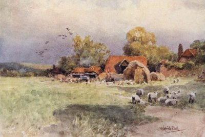 Em Sutton Manor, Home Farm (litografia a cores) de Wilfrid Williams Ball