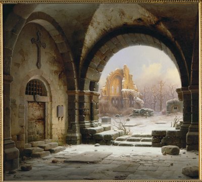 Ruínas da Abadia de Heisterbach, Renânia ... (pintura sobre tela) de Wilhehm Steuerwaldt