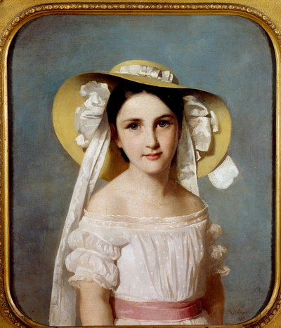 Retrato da Menina Emily Leo. Retrato de uma jovem rapariga. Pintura de Whilem Lehmann (1819-1905) de Wilhelm Auguste Rudolf Lehmann