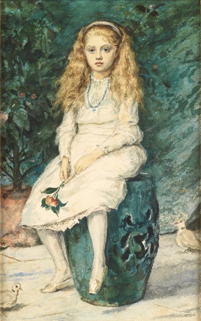 Retrato de Nina Lehmann, nove anos, depois de Millais (wc e lápis sobre papel) de Wilhelm Auguste Rudolf Lehmann