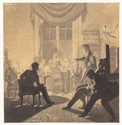 Uma empresa de tabaco. A festa de domingo de Justitsråd Jürgensen de Wilhelm Bendz
