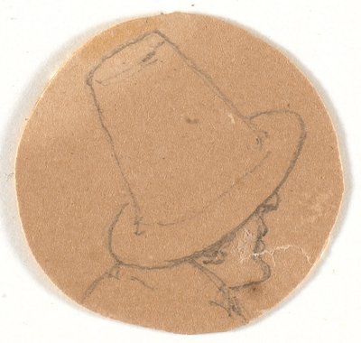 A cabeça do homem com cartola. Perfil à direita de Wilhelm Bendz