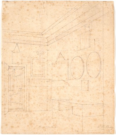 Desenho em perspectiva para a foto da família Waagepetersen de Wilhelm Bendz