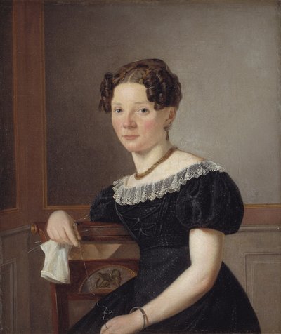 Mulher com seu tricô. Uma das Irmãs do Artista (?) de Wilhelm Bendz