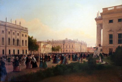 Vista da Praça da Ópera com vista para a Nova Guarda e o Arsenal em Berlim de Wilhelm Brücke