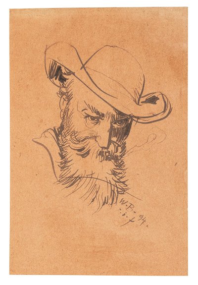 Autorretrato com chapéu, 1894. de Wilhelm Busch