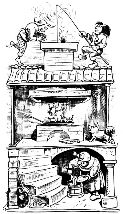 O truque da casa das viúvas segundo, 1865. de Wilhelm Busch