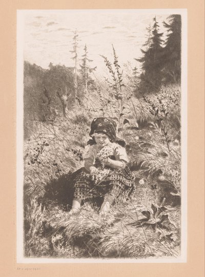 Rapariga sentada num prado de Wilhelm Carl August Zimmer