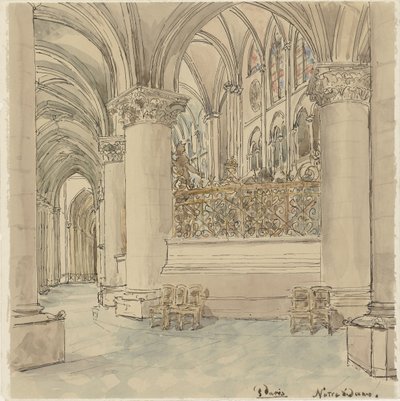 Interior de Notre-Dame em Paris de Wilhelm Cornelis Bauer