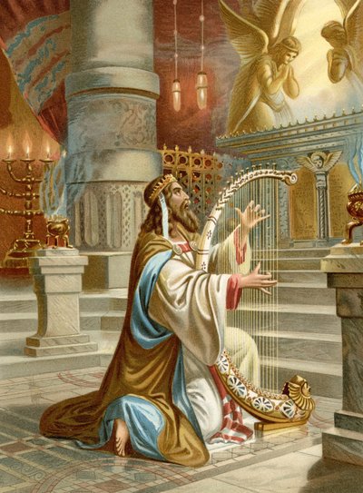 David, o Salmista (cor litho) de Wilhelm Ebbinghaus