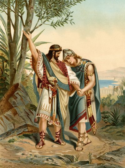 A amizade de Jonathan e David (lito colorido) de Wilhelm Ebbinghaus
