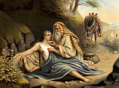O Bom Samaritano (lito colorido) de Wilhelm Ebbinghaus