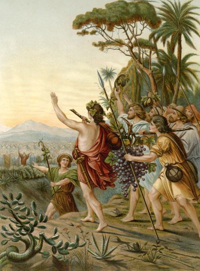 Os batedores da terra de Canaã (cor litho) de Wilhelm Ebbinghaus