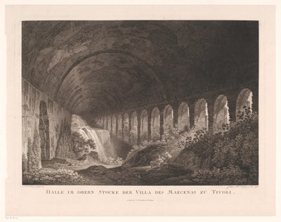 Vista para os estábulos de Villa Maecenas em Tivoli
Halle im obern Stocke der Villa des Maecenas zu Tivoli (título sobre o objecto) de Wilhelm Friedrich Gmelin