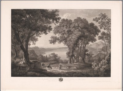 Vista do Lago Albano perto de Roma Der See von Albano dei Rom (título no objeto) de Wilhelm Friedrich Gmelin