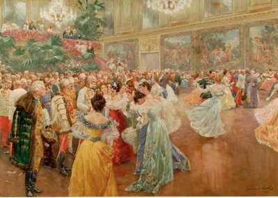 Courtball no Redoutensaele, Palácio Imperial, Viena ... (aguarela) de Wilhelm Gause