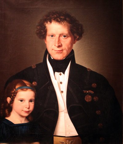 O mestre de fundição Ferdinand Zimmermann com a sua filha Marie} de Wilhelm Gottfried Bauer