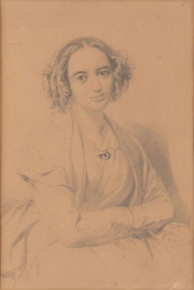 Retrato do compositor Fanny Hensel née Mendelssohn 1805-1847, 1847. de Wilhelm Hensel