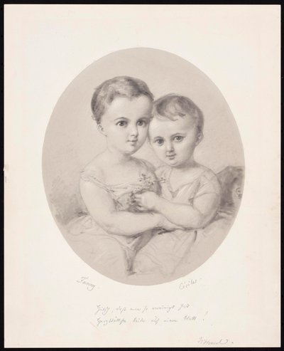 As netas Fanny e Cécile Hensel, ca 1860. de Wilhelm Hensel