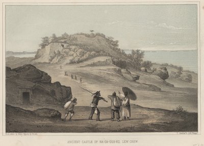 Antigo Castelo de Na-Ga-Gus-Ko, Lew Chew, 1855 de Wilhelm Joseph Heine