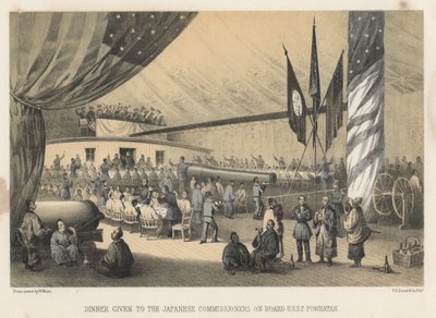Jantar dado aos comissários japoneses a bordo do USSF Powhatan, 1855 de Wilhelm Joseph Heine