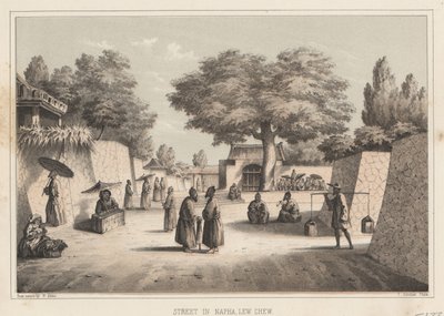 Rua em Napha, Lew Chew, 1855 de Wilhelm Joseph Heine