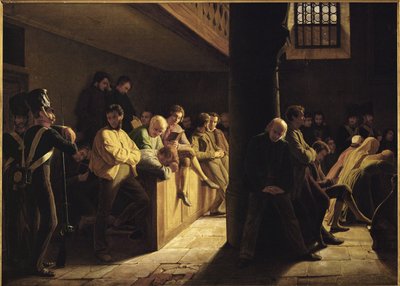 Serviço dominical na igreja da prisão (óleo sobre tela) de Wilhelm Joseph Heine