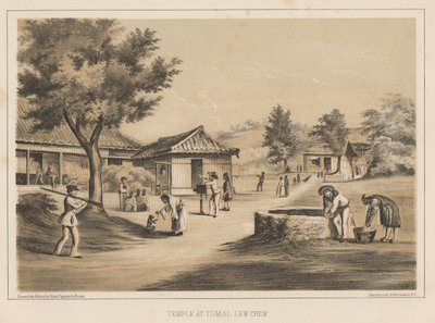 Templo em Tumai, Lew Chew, 1855 de Wilhelm Joseph Heine