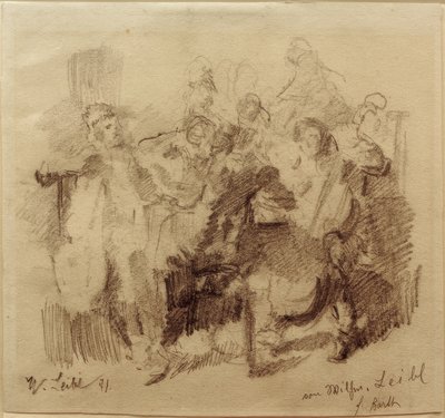 Projeto para "Die Tischgesellschaft" com violoncelista de Wilhelm Maria Hubertus Leibl