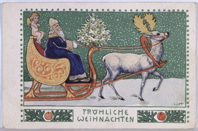 Cartão postal retratando o Pai Natal em seu trenó, c.1910 de Wilhelm List