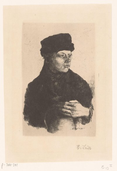 Rapaz camponês com jarro de Wilhelm Maria Hubertus Leibl (signed by artist)