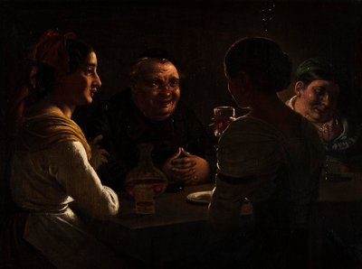 Abade a brincar com duas jovens raparigas de Wilhelm Marstrand