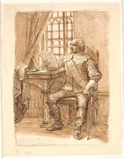 Nobre de Chr. O tempo de 4. senta e lê uma carta de Wilhelm Marstrand