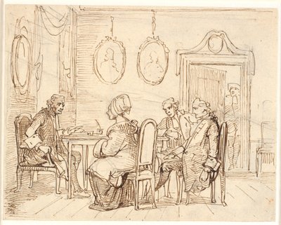 Visita a um magistrado ou advogado. Cenário Holberg de Wilhelm Marstrand
