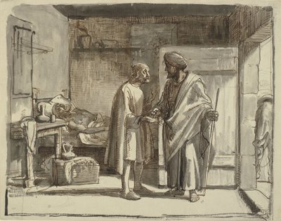 O Bom Samaritano paga o anfitrião de Wilhelm Marstrand