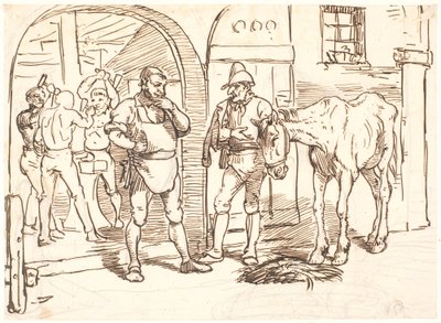 O cavalo velho é levado para uma forja romana de Wilhelm Marstrand