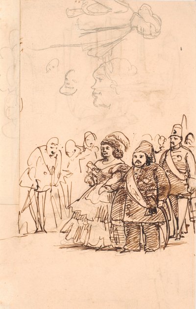 O príncipe turco Mehmet Ali como cavaleiro da Condessa Danner durante sua visita a Copenhague, maio de 1859 de Wilhelm Marstrand