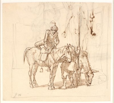Dom Quixote monta seu cavalo de Wilhelm Marstrand