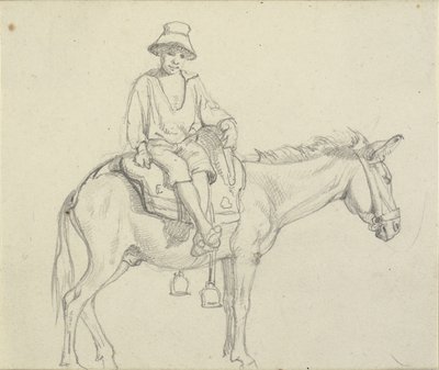 Menino sentado de lado no burro de Wilhelm Marstrand