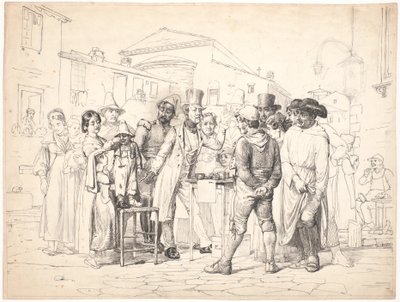 Um charlatão vende preto brilhante, Roma de Wilhelm Marstrand