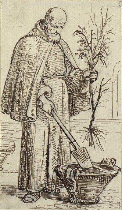 Um monge planta uma árvore de Wilhelm Marstrand