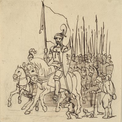 Holger Danske à frente de seus pilotos de Wilhelm Marstrand