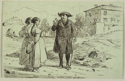 Cena italiana com duas mulheres e um pai de Wilhelm Marstrand