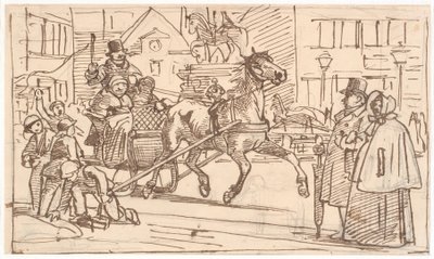 Passeio de trenó ao redor do "Cavalo" em Kongens Nytorv de Wilhelm Marstrand