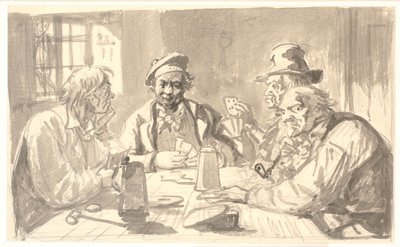 Jogo de cartas em uma adega de taverna de Wilhelm Marstrand