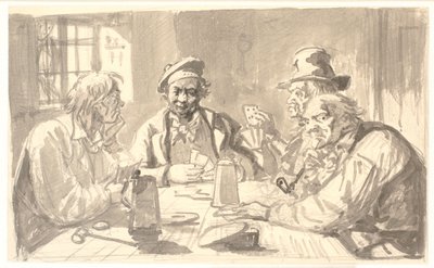 Jogo de cartas em uma adega de taverna de Wilhelm Marstrand