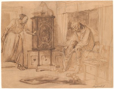 Nille encontra Jeppe dormindo com as calças em uma perna de Wilhelm Marstrand