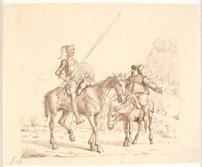 Sancho no burro explica algo a Dom Quixote de Wilhelm Marstrand